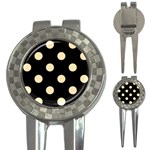 Polka Dots - Peach Orange on Black 3-in-1 Golf Divot
