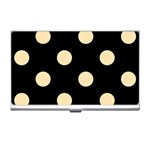Polka Dots - Peach Orange on Black Business Card Holder