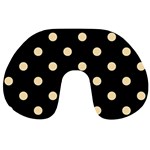Polka Dots - Peach Orange on Black Travel Neck Pillow