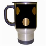 Polka Dots - Peach Orange on Black Travel Mug (Silver Gray)