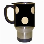 Polka Dots - Peach Orange on Black Travel Mug (Black)