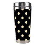 Polka Dots - Peach Orange on Black Stainless Steel Travel Tumbler