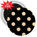Polka Dots - Peach Orange on Black 3  Magnet (10 pack)