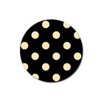 Polka Dots - Peach Orange on Black Magnet 3  (Round)