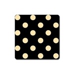 Polka Dots - Peach Orange on Black Magnet (Square)