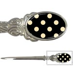 Polka Dots - Peach Orange on Black Letter Opener