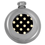 Polka Dots - Peach Orange on Black Hip Flask (5 oz)