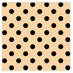 Polka Dots - Black on Sunset Orange Large Satin Scarf (Square)