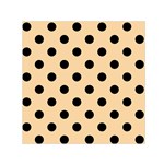 Polka Dots - Black on Sunset Orange Small Satin Scarf  (Square)