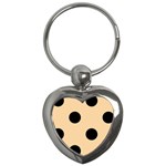 Polka Dots - Black on Sunset Orange Key Chain (Heart)