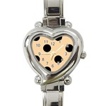 Polka Dots - Black on Sunset Orange Heart Italian Charm Watch