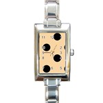Polka Dots - Black on Sunset Orange Rectangle Italian Charm Watch