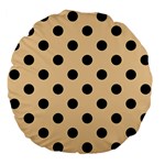 Polka Dots - Black on Sunset Orange Large 18  Premium Flano Round Cushion