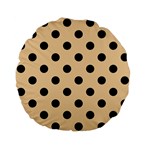 Polka Dots - Black on Sunset Orange Standard 15  Premium Flano Round Cushion