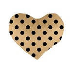 Polka Dots - Black on Sunset Orange Standard 16  Premium Flano Heart Shape Cushion