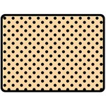 Polka Dots - Black on Sunset Orange Fleece Blanket (Large) (One Side)