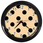 Polka Dots - Black on Sunset Orange Wall Clock (Black)