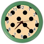 Polka Dots - Black on Sunset Orange Color Wall Clock
