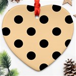 Polka Dots - Black on Sunset Orange Heart Ornament (Two Sides)
