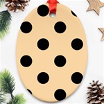 Polka Dots - Black on Sunset Orange Oval Ornament (Two Sides)