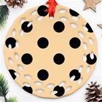Polka Dots - Black on Sunset Orange Ornament (Round Filigree)
