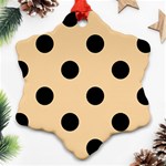 Polka Dots - Black on Sunset Orange Snowflake Ornament (Two Sides)