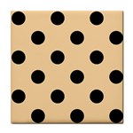 Polka Dots - Black on Sunset Orange Tile Coaster