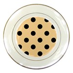Polka Dots - Black on Sunset Orange Porcelain Plate