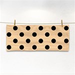 Polka Dots - Black on Sunset Orange Hand Towel