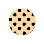 Polka Dots - Black on Sunset Orange Magnet 3  (Round)