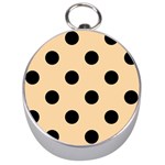 Polka Dots - Black on Sunset Orange Silver Compass