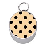 Polka Dots - Black on Sunset Orange Silver Compass (Mini)