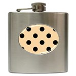 Polka Dots - Black on Sunset Orange Hip Flask (6 oz)