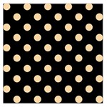 Polka Dots - Sunset Orange on Black Large Satin Scarf (Square)
