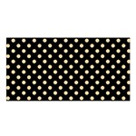 Polka Dots - Sunset Orange on Black Satin Shawl
