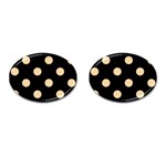 Polka Dots - Sunset Orange on Black Cufflinks (Oval)