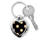 Polka Dots - Sunset Orange on Black Key Chain (Heart)