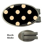 Polka Dots - Sunset Orange on Black Money Clip (Oval)