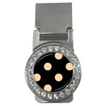 Polka Dots - Sunset Orange on Black Money Clip (CZ)