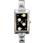 Polka Dots - Sunset Orange on Black Rectangle Italian Charm Watch
