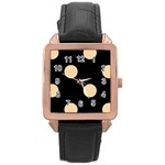 Polka Dots - Sunset Orange on Black Rose Gold Leather Watch