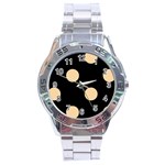 Polka Dots - Sunset Orange on Black Stainless Steel Analogue Watch