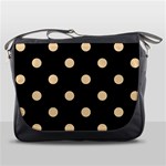 Polka Dots - Sunset Orange on Black Messenger Bag