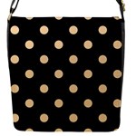 Polka Dots - Sunset Orange on Black Flap Closure Messenger Bag (S)