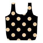 Polka Dots - Sunset Orange on Black Full Print Recycle Bag (L)