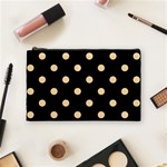 Polka Dots - Sunset Orange on Black Cosmetic Bag (M)