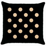 Polka Dots - Sunset Orange on Black Throw Pillow Case (Black)