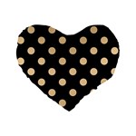 Polka Dots - Sunset Orange on Black Standard 16  Premium Flano Heart Shape Cushion