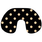 Polka Dots - Sunset Orange on Black Travel Neck Pillow