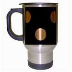 Polka Dots - Sunset Orange on Black Travel Mug (Silver Gray)